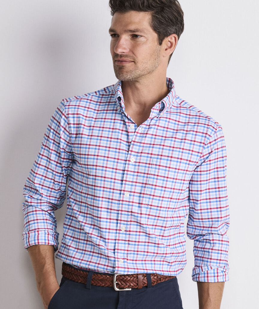 Vineyard Vines Road Town Tattersall Performance Cotton Shirt
