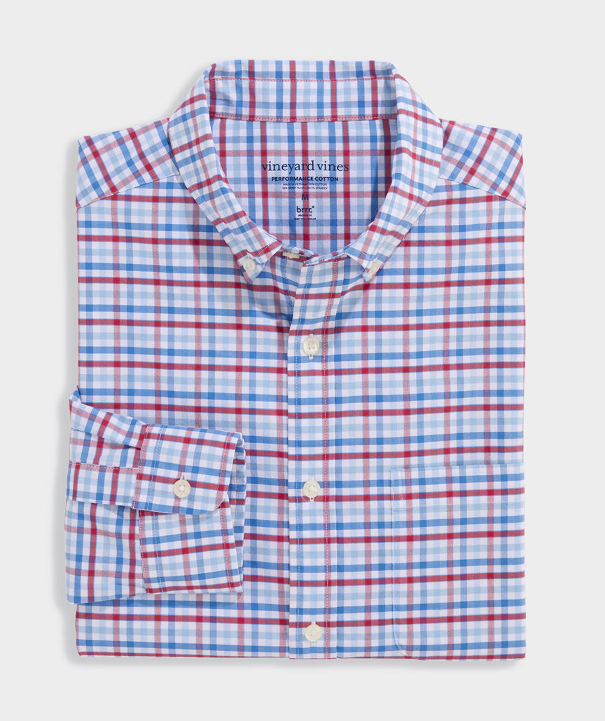 Vineyard Vines Road Town Tattersall Performance Cotton Shirt