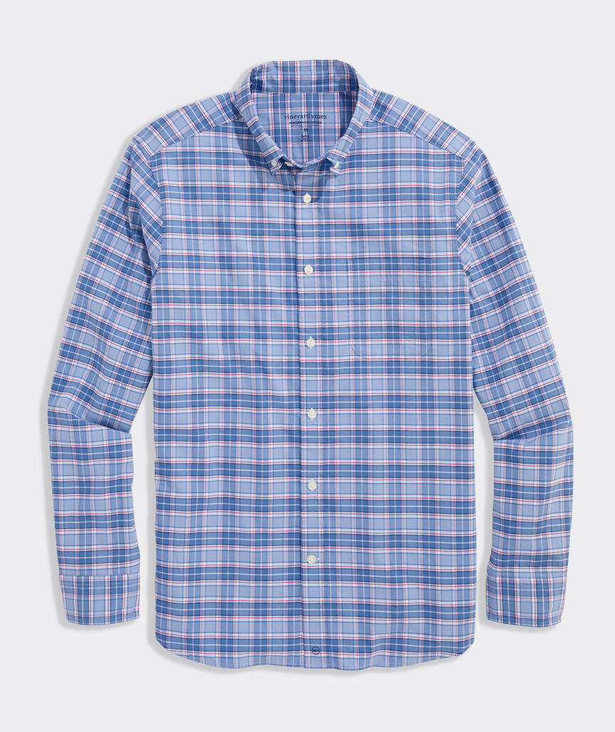 Vineyard Vines Plumeria Plaid Performance Cotton Shirt