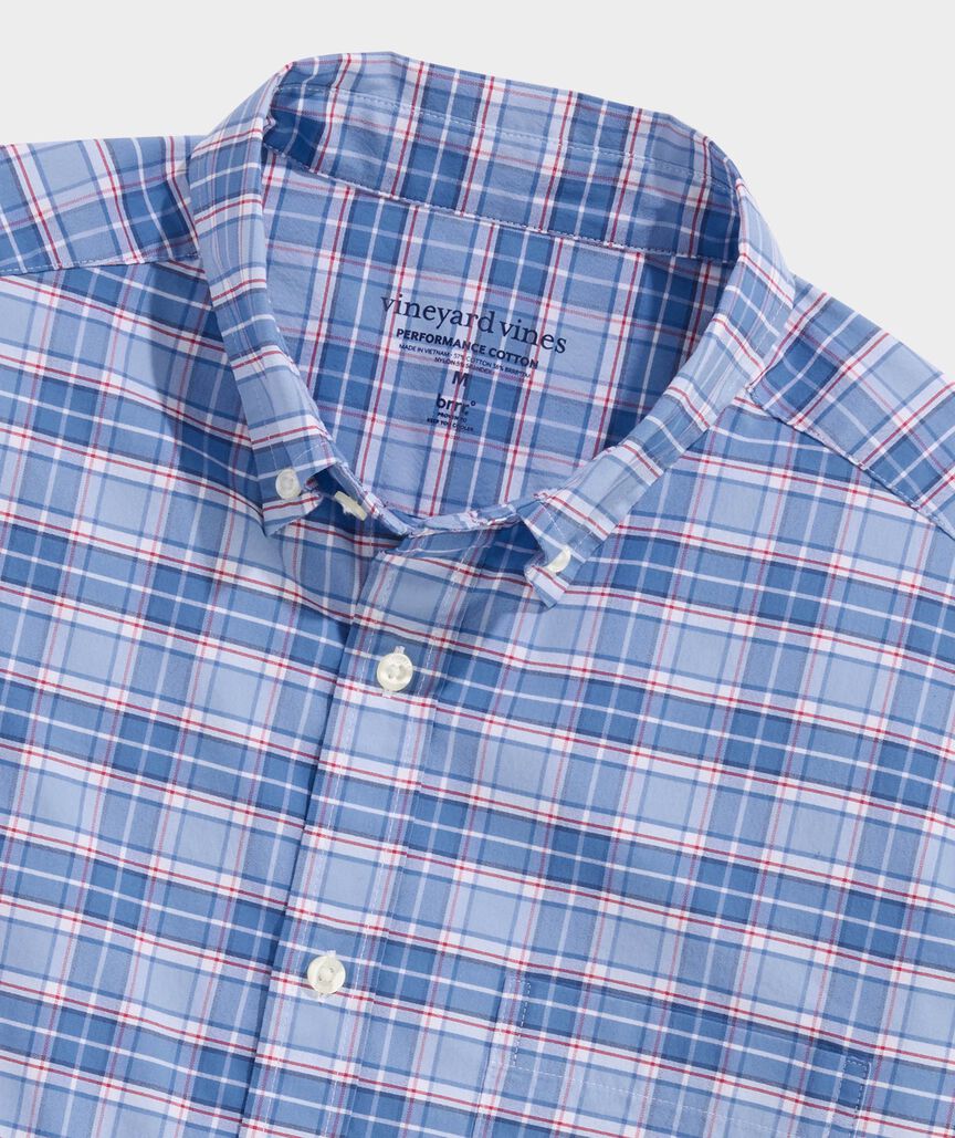 Vineyard Vines Plumeria Plaid Performance Cotton Shirt