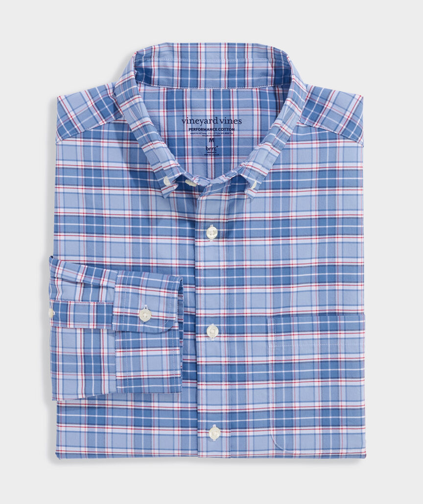 Vineyard Vines Plumeria Plaid Performance Cotton Shirt