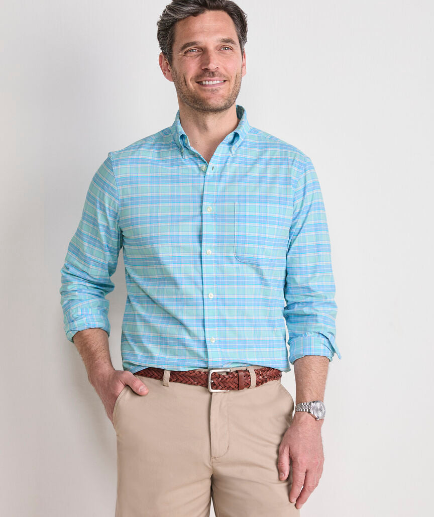 Vineyard Vines Plumeria Plaid Performance Cotton Shirt