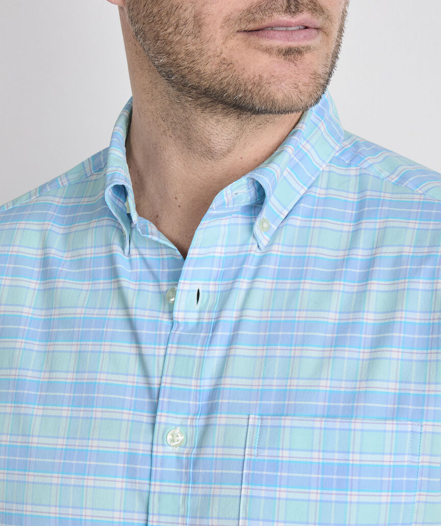 Vineyard Vines Plumeria Plaid Performance Cotton Shirt
