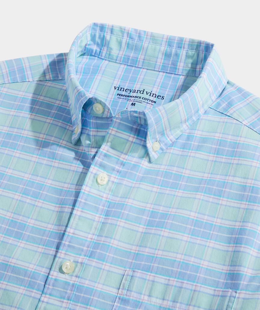 Vineyard Vines Plumeria Plaid Performance Cotton Shirt