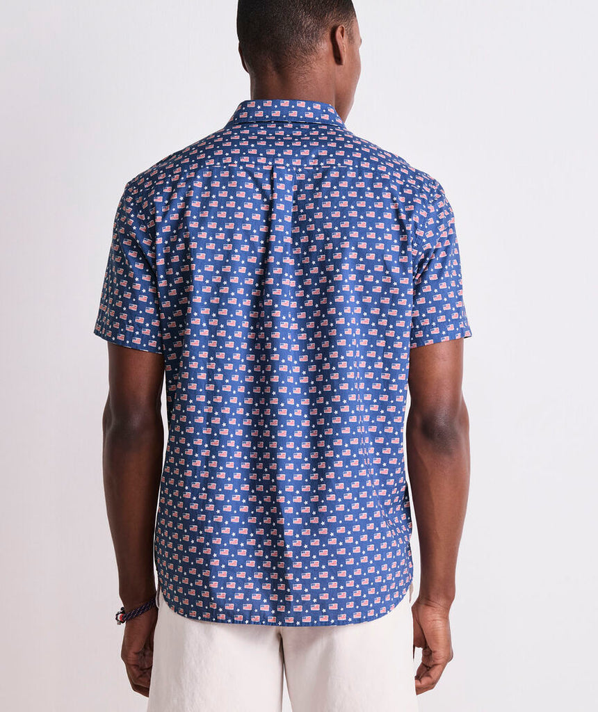 Vineyard Vines Flags & Stars Cotton Madras Short-Sleeve Shirt