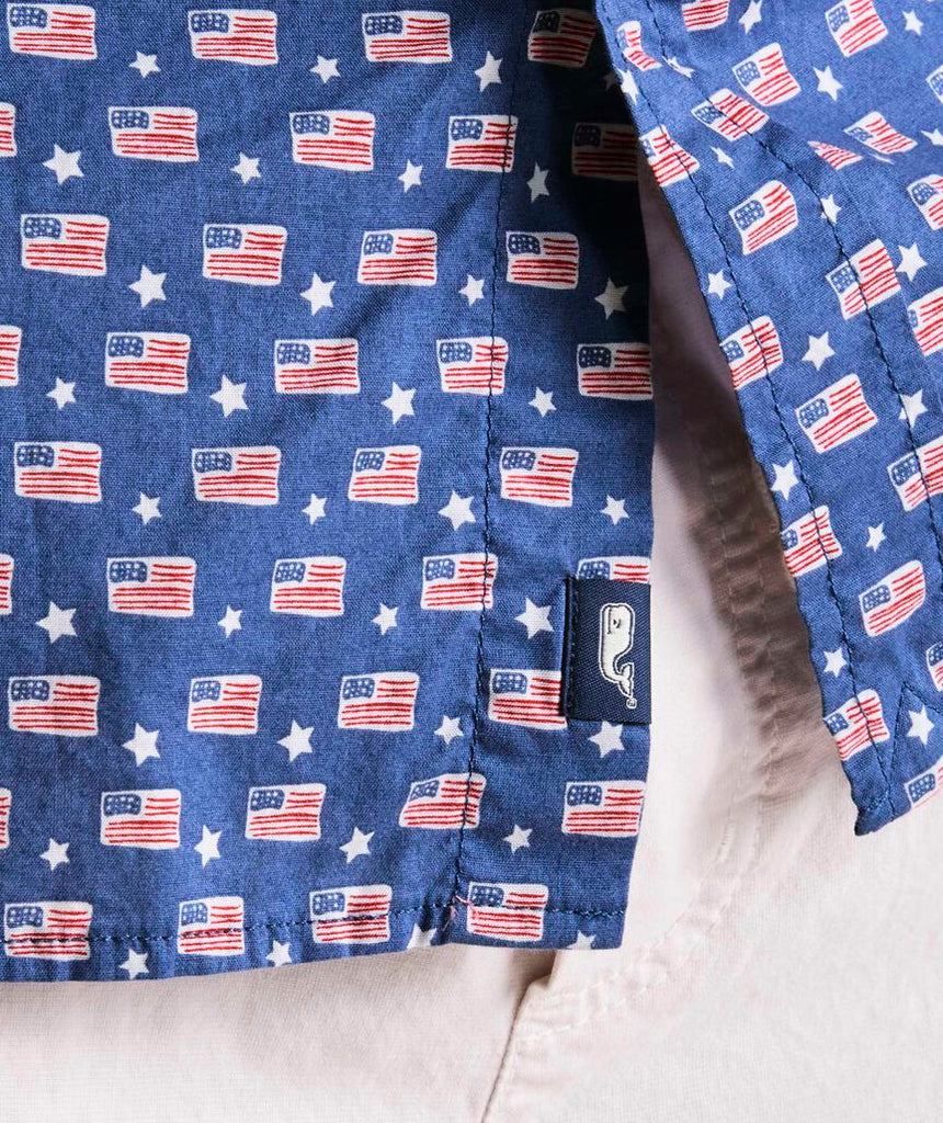 Vineyard Vines Flags & Stars Cotton Madras Short-Sleeve Shirt