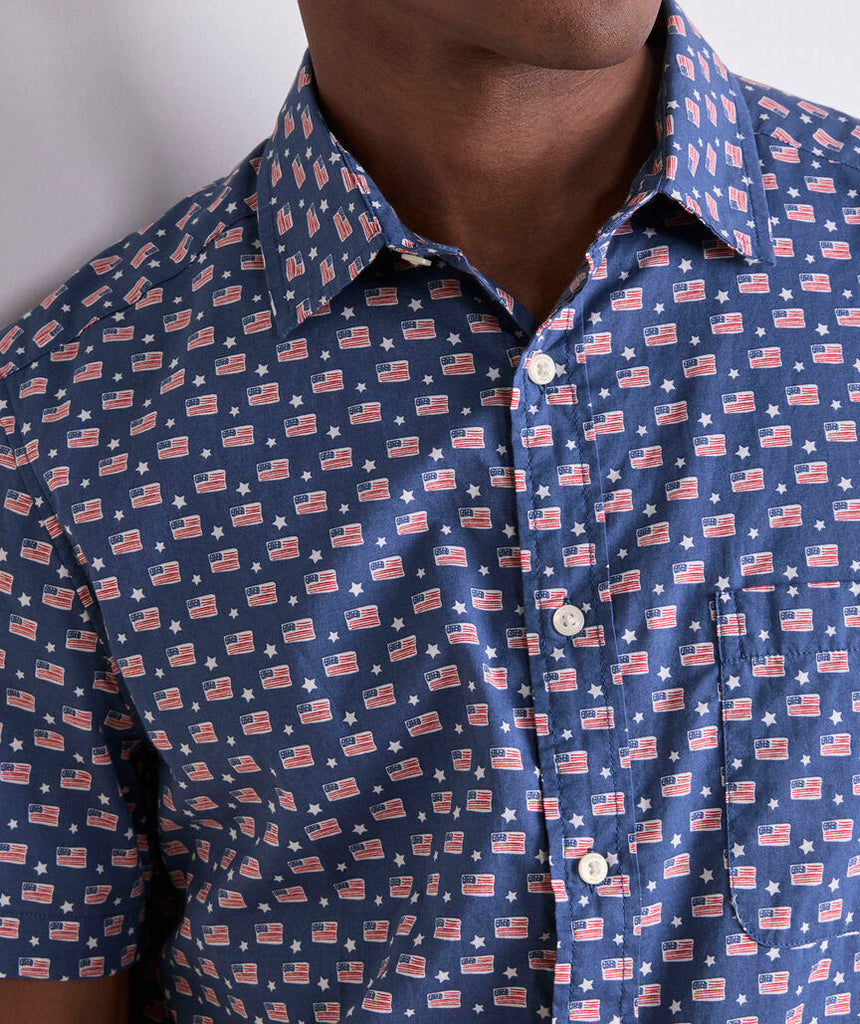Vineyard Vines Flags & Stars Cotton Madras Short-Sleeve Shirt