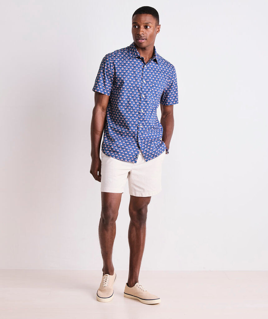 Vineyard Vines Flags & Stars Cotton Madras Short-Sleeve Shirt