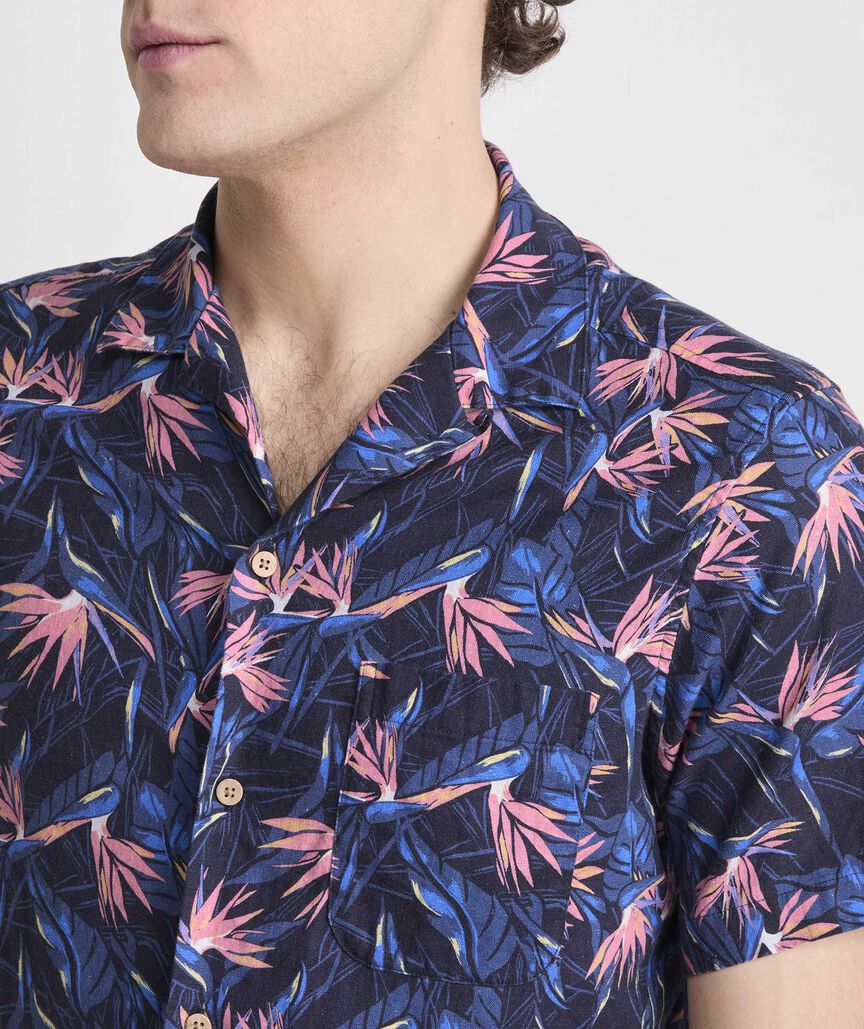 Vineyard Vines Birds of Paradise Linen Blend Short-Sleeve Cabana Shirt