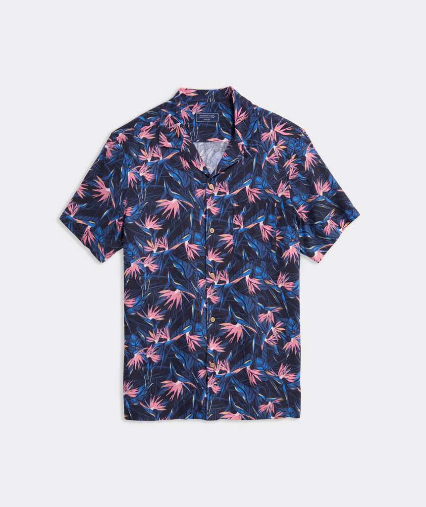 Vineyard Vines Birds of Paradise Linen Blend Short-Sleeve Cabana Shirt