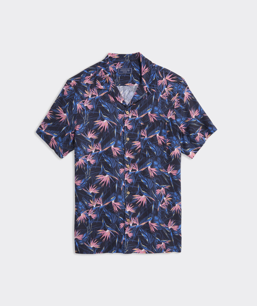 Vineyard Vines Birds of Paradise Linen Blend Short-Sleeve Cabana Shirt
