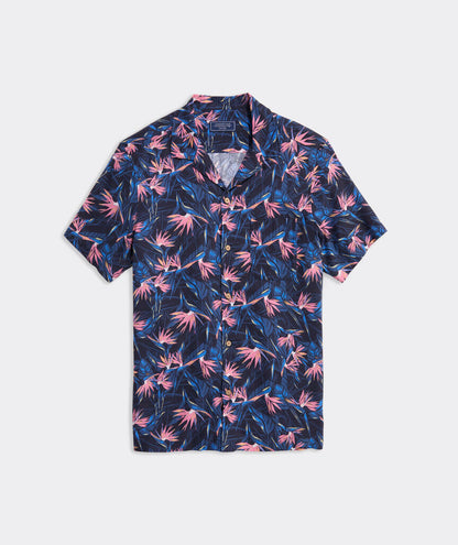 Vineyard Vines Birds of Paradise Linen Blend Short-Sleeve Cabana Shirt