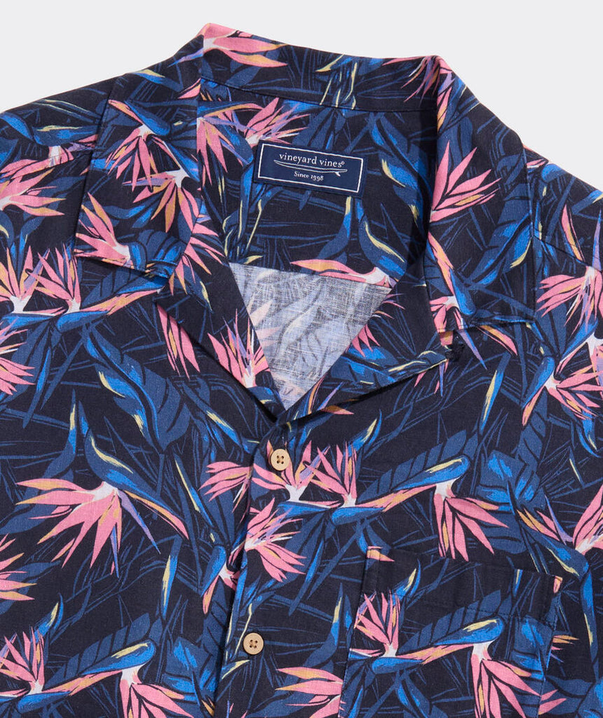 Vineyard Vines Birds of Paradise Linen Blend Short-Sleeve Cabana Shirt