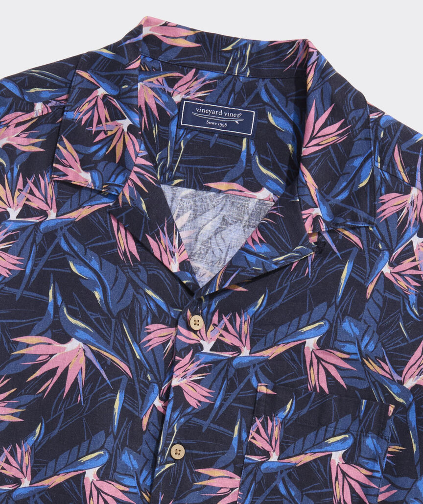 Vineyard Vines Birds of Paradise Linen Blend Short-Sleeve Cabana Shirt