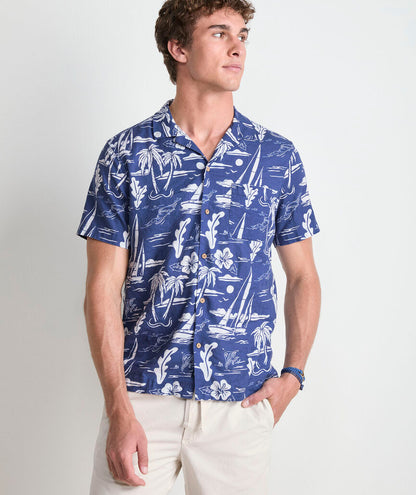 Vineyard Vines Anguilla Scenic Linen Blend Short-Sleeve Cabana Shirt