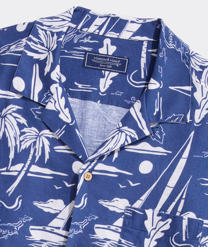 Vineyard Vines Anguilla Scenic Linen Blend Short-Sleeve Cabana Shirt