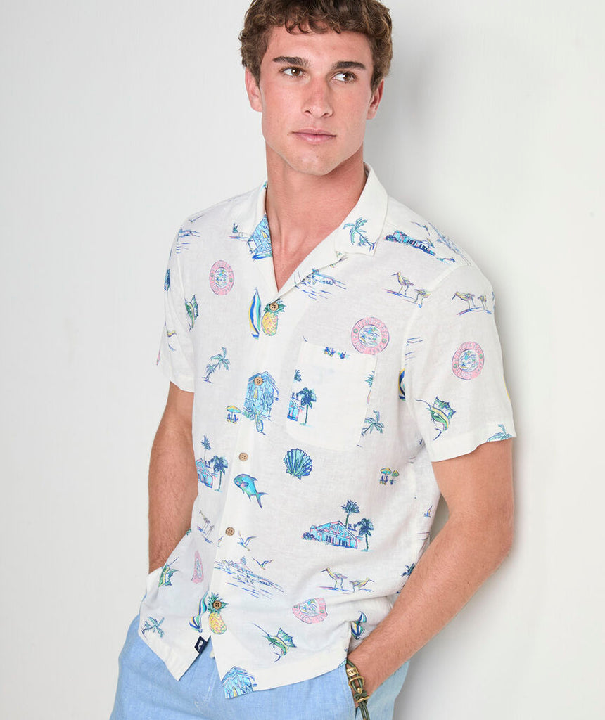 Vineyard Vines Gasparilla Icons Linen Blend Short-Sleeve Shirt
