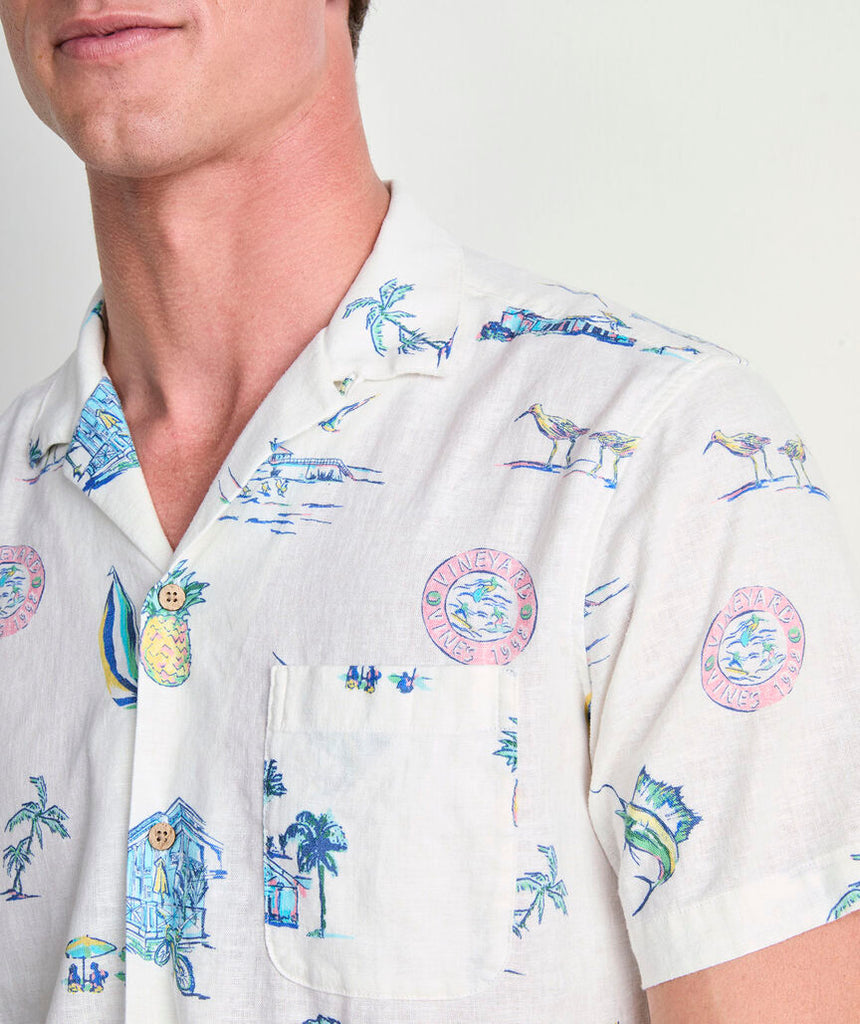 Vineyard Vines Gasparilla Icons Linen Blend Short-Sleeve Shirt