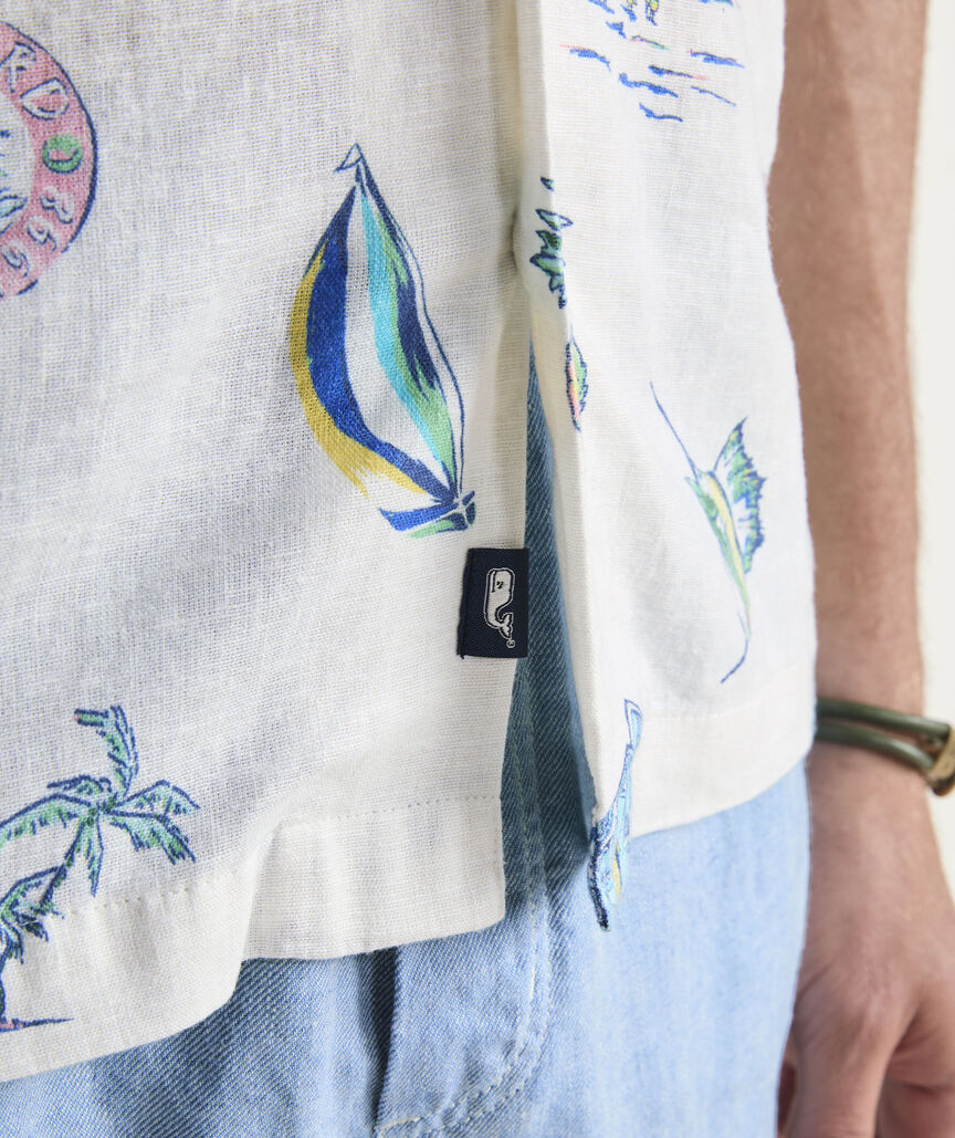 Vineyard Vines Gasparilla Icons Linen Blend Short-Sleeve Shirt