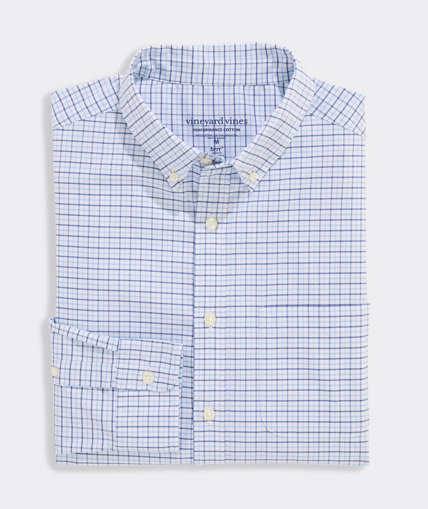 Vineyard Vines Wauwinet Tattersall Performance Cotton Shirt
