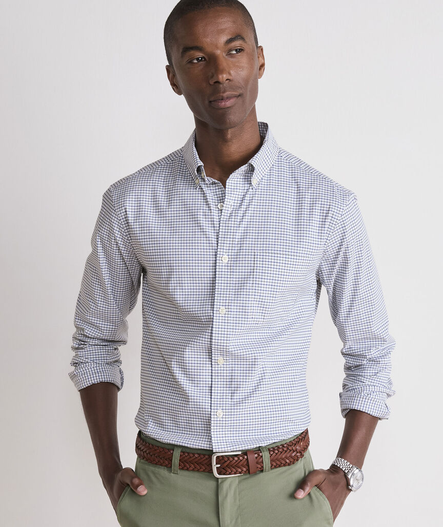 Vineyard Vines Wauwinet Tattersall Performance Cotton Shirt