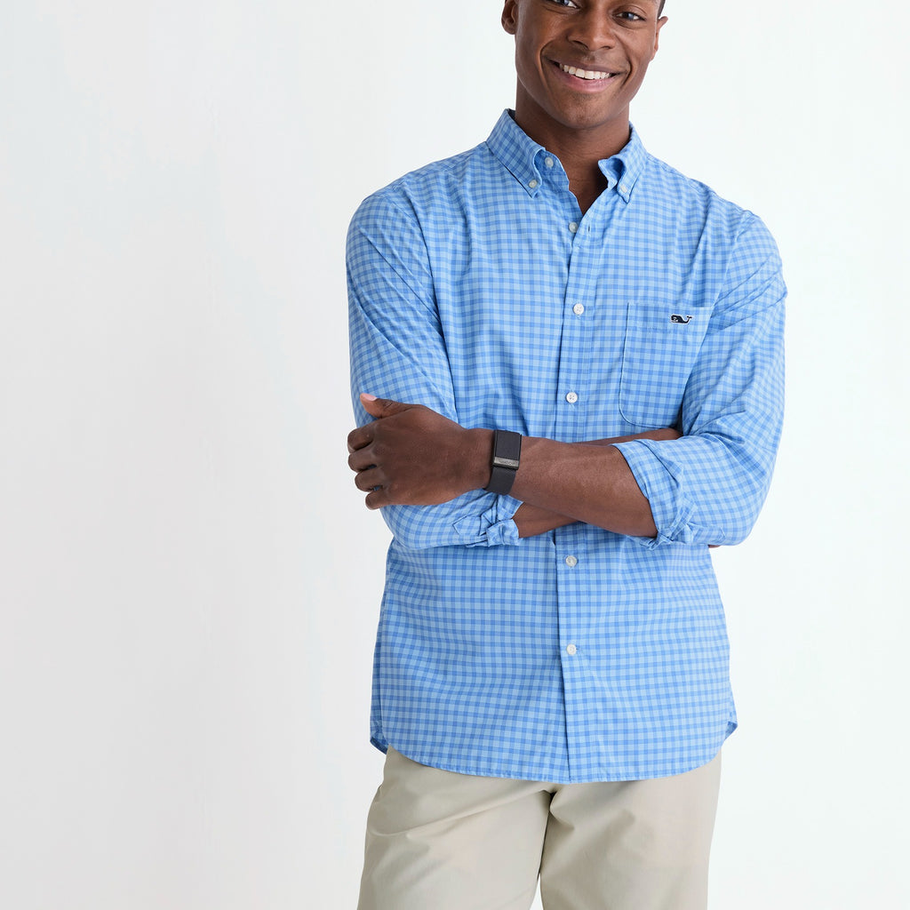 Vineyard Vines Performance Lemon Shark Gingham Featherweight Shirt