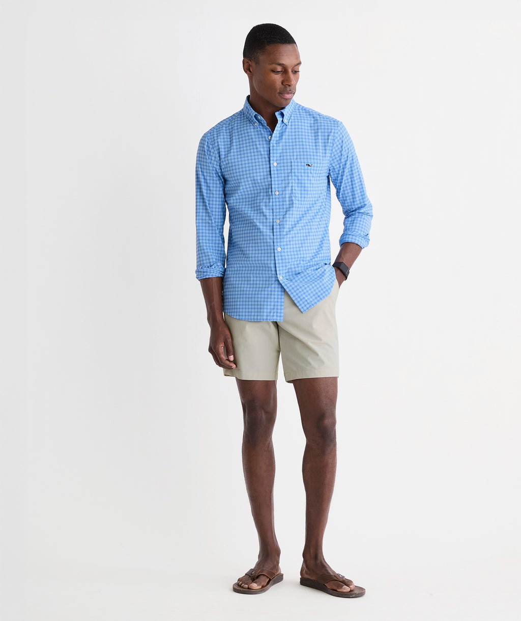 Vineyard Vines Performance Lemon Shark Gingham Featherweight Shirt