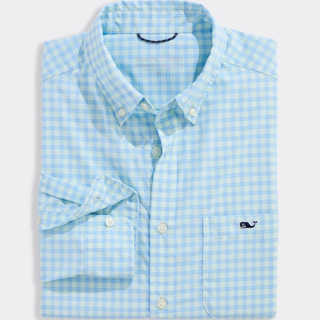Vineyard Vines Performance Lemon Shark Gingham Featherweight Shirt