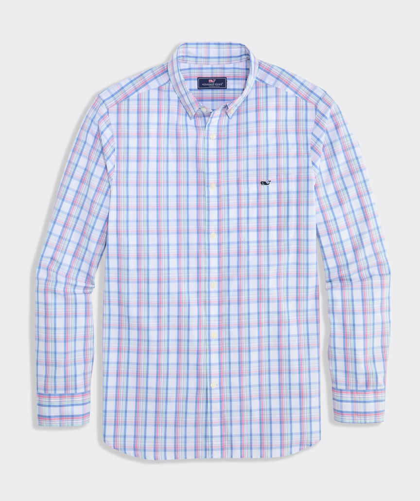 Vineyard Vines Tipsy Turtle Plaid Perfect Wash Poplin Shirt