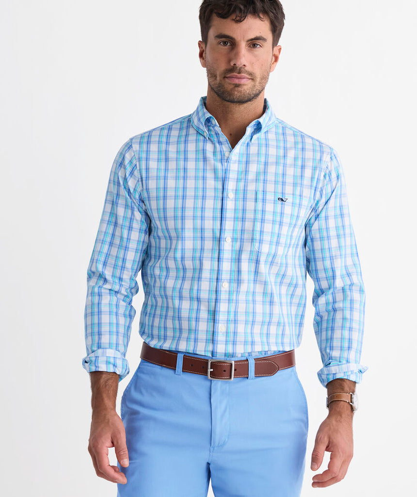 Vineyard Vines Tipsy Turtle Plaid Perfect Wash Poplin Shirt