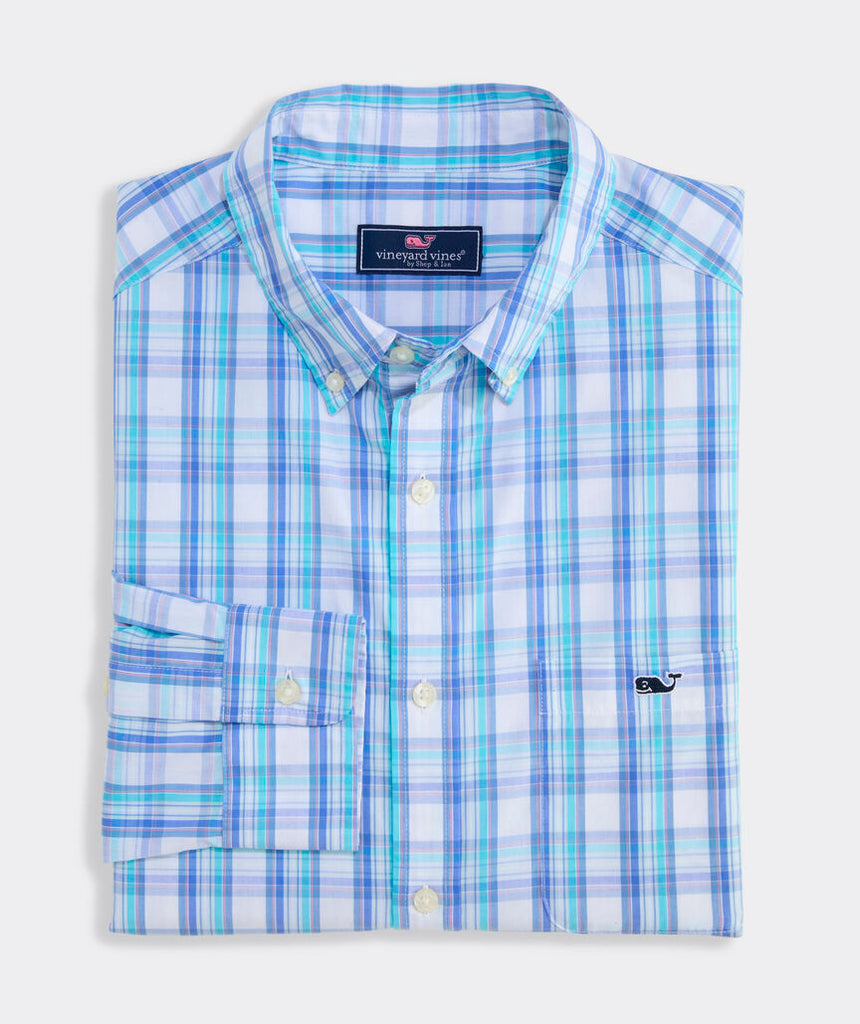 Vineyard Vines Tipsy Turtle Plaid Perfect Wash Poplin Shirt