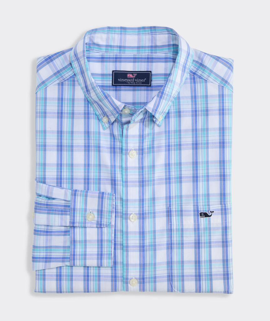 Vineyard Vines Tipsy Turtle Plaid Perfect Wash Poplin Shirt
