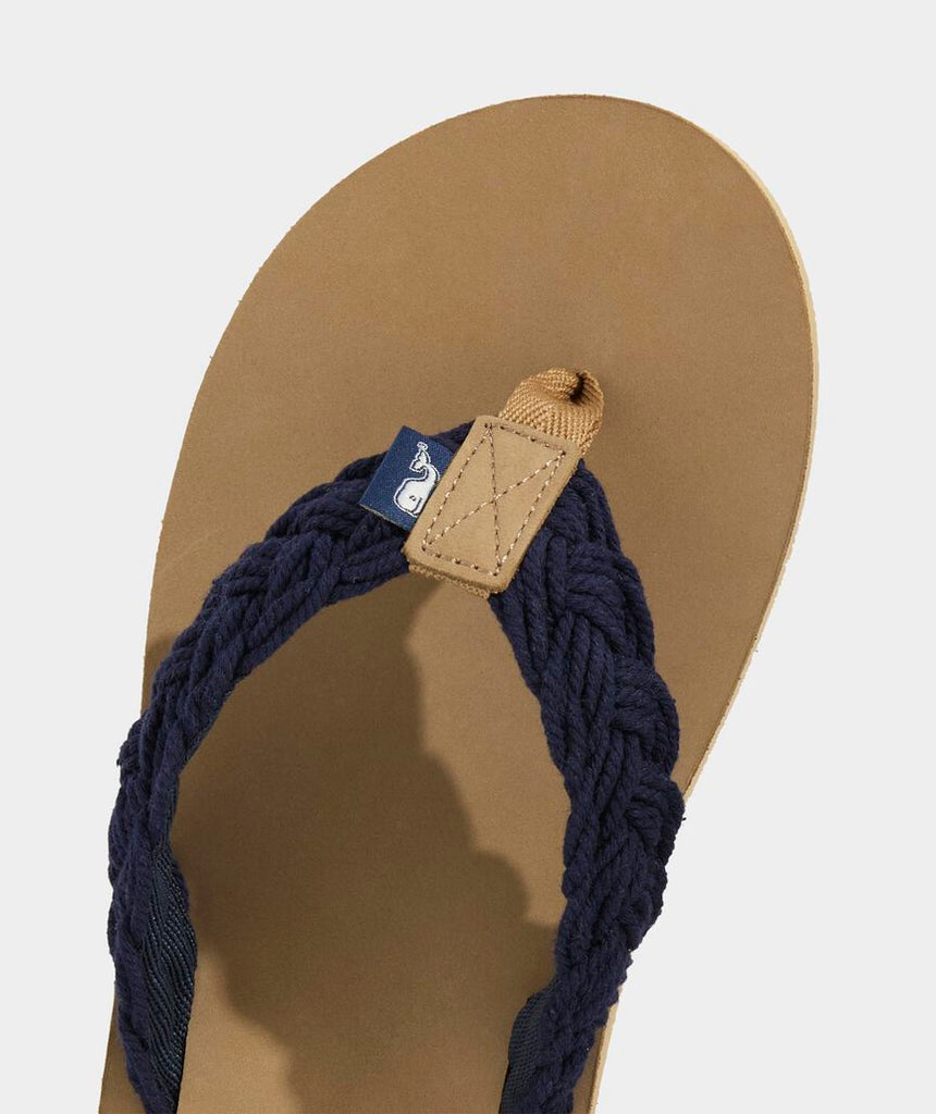 Vineyard Vines Braided Rope Leather Flip Flops