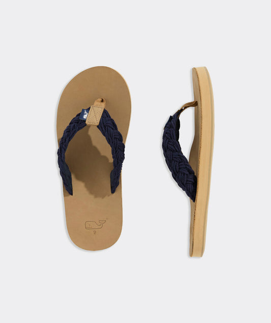 Vineyard Vines Braided Rope Leather Flip Flops
