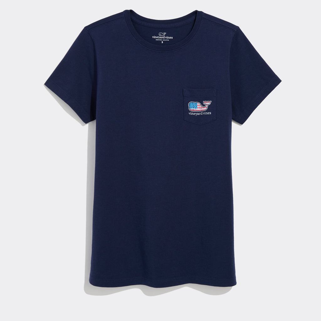 Vineyard Vines Women's Flag Whale Short-Sleeve Pocket Tee