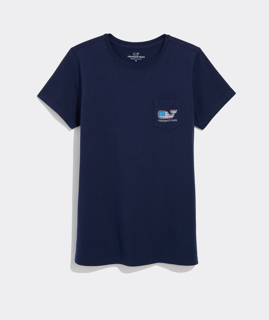 Vineyard Vines Women's Flag Whale Short-Sleeve Pocket Tee