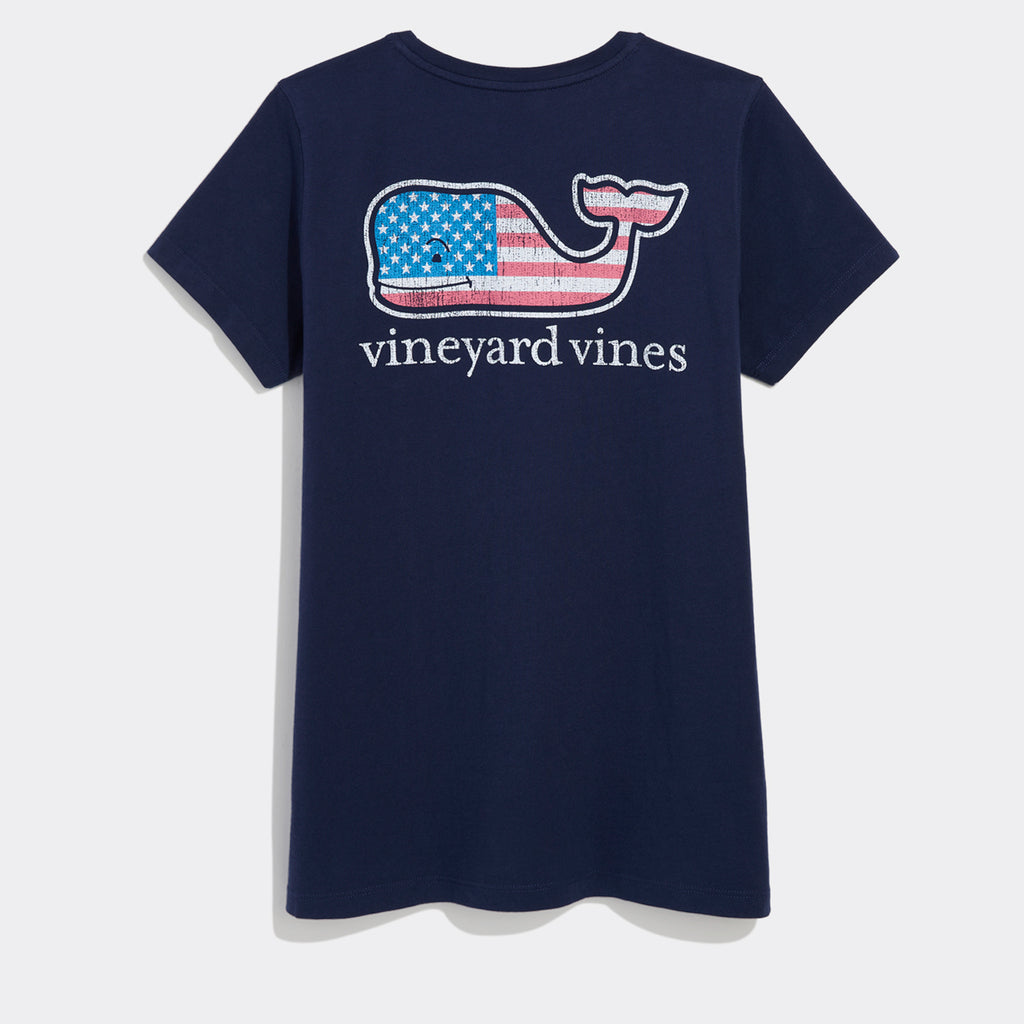 Vineyard Vines Women's Flag Whale Short-Sleeve Pocket Tee
