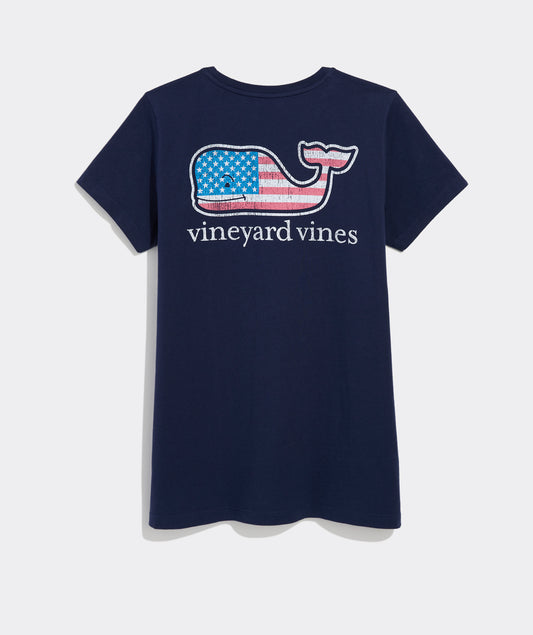 Vineyard Vines Women's Flag Whale Short-Sleeve Pocket Tee