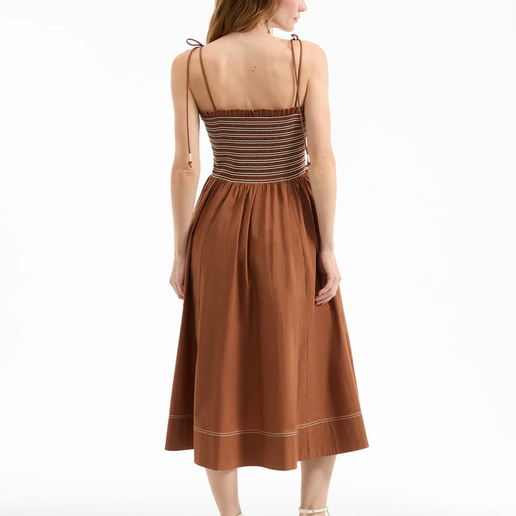 Veronica Beard Kaela Smocked Midi Dress