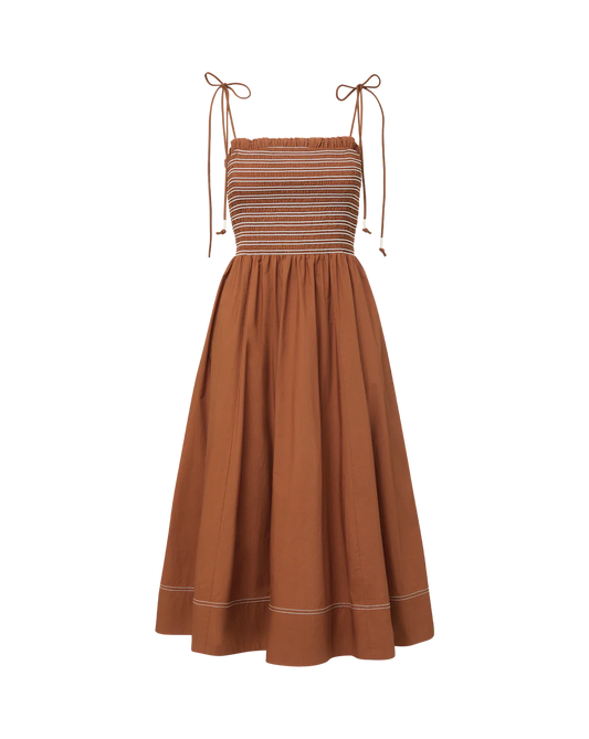 Veronica Beard Kaela Smocked Midi Dress