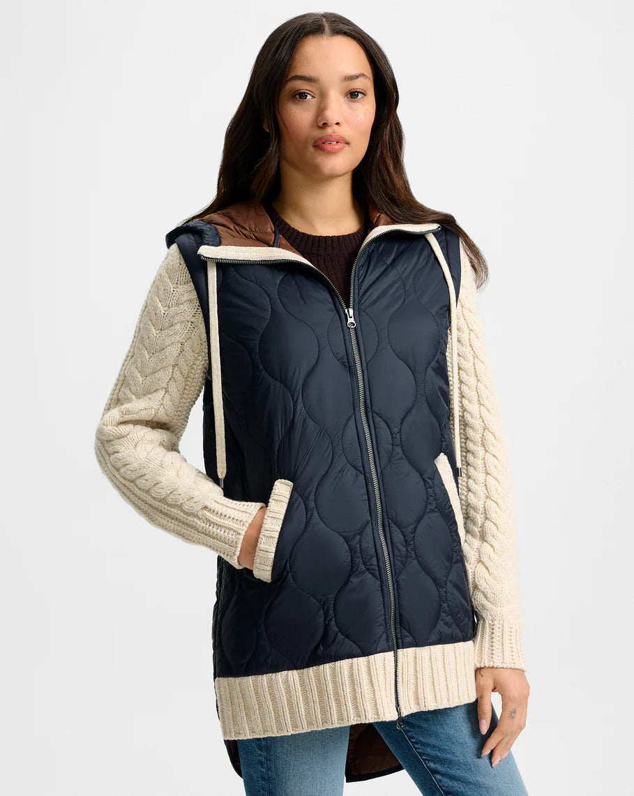 Veronica Beard Barrows Knit-Sleeve Quilted Jacket