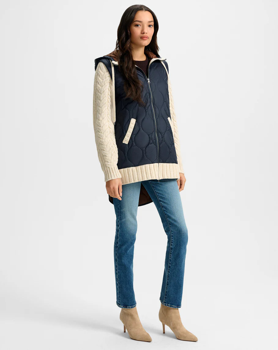 Veronica Beard Barrows Knit-Sleeve Quilted Jacket