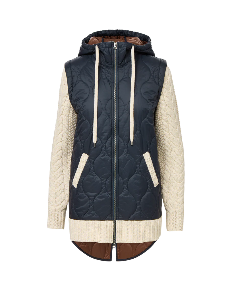 Veronica Beard Barrows Knit-Sleeve Quilted Jacket