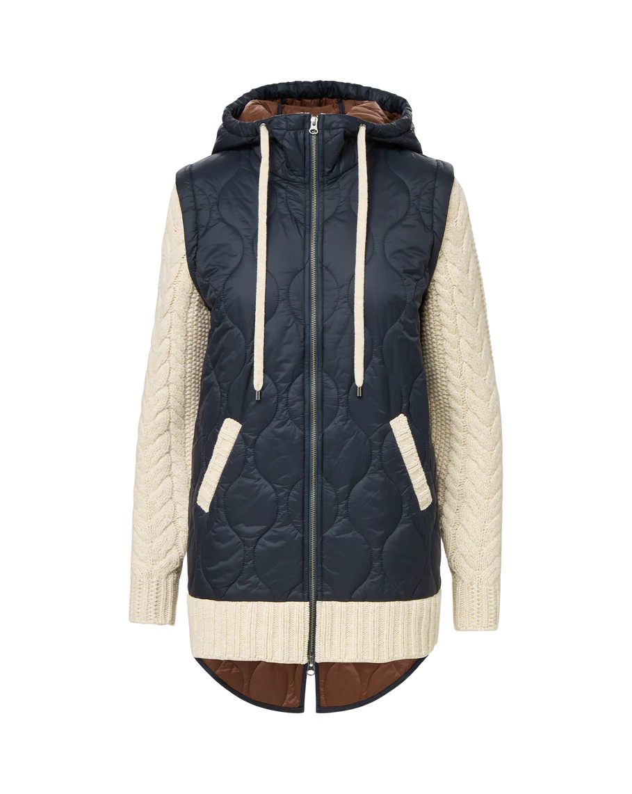 Veronica Beard Barrows Knit-Sleeve Quilted Jacket