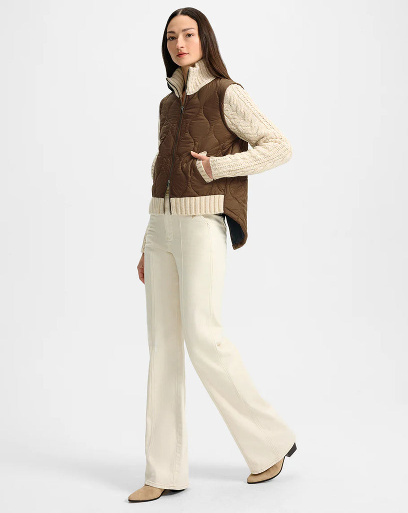 Veronica Beard Patra Knit-Sleeve Quilted Jacket