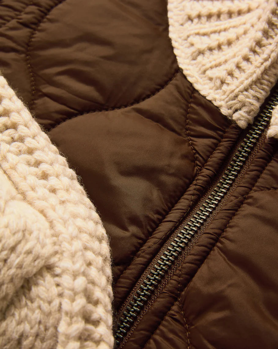 Veronica Beard Patra Knit-Sleeve Quilted Jacket