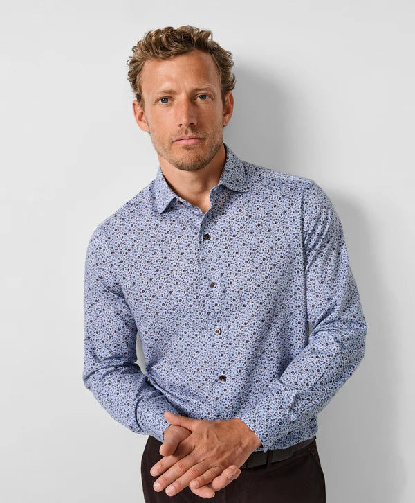 David Donahue Floral Print Sport Shirt