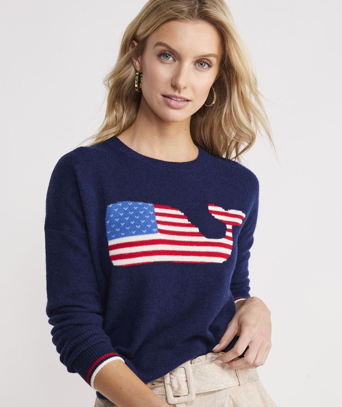 Vineyard Vines Seaspun Cashmere Whale Flag Crewneck Sweater - Puritan Cape  Cod