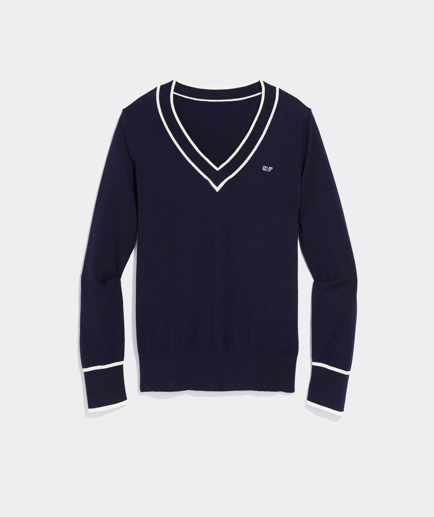 Vineyard Vines Cotton Cashmere Heritage Tipped V-Neck
