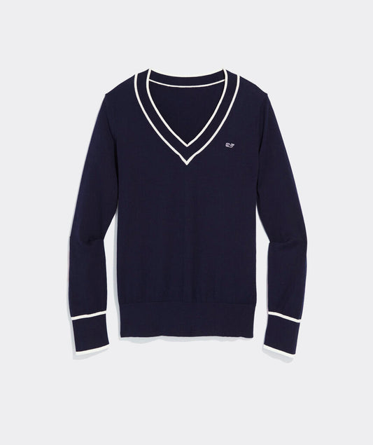 Vineyard Vines Cotton Cashmere Heritage Tipped V-Neck